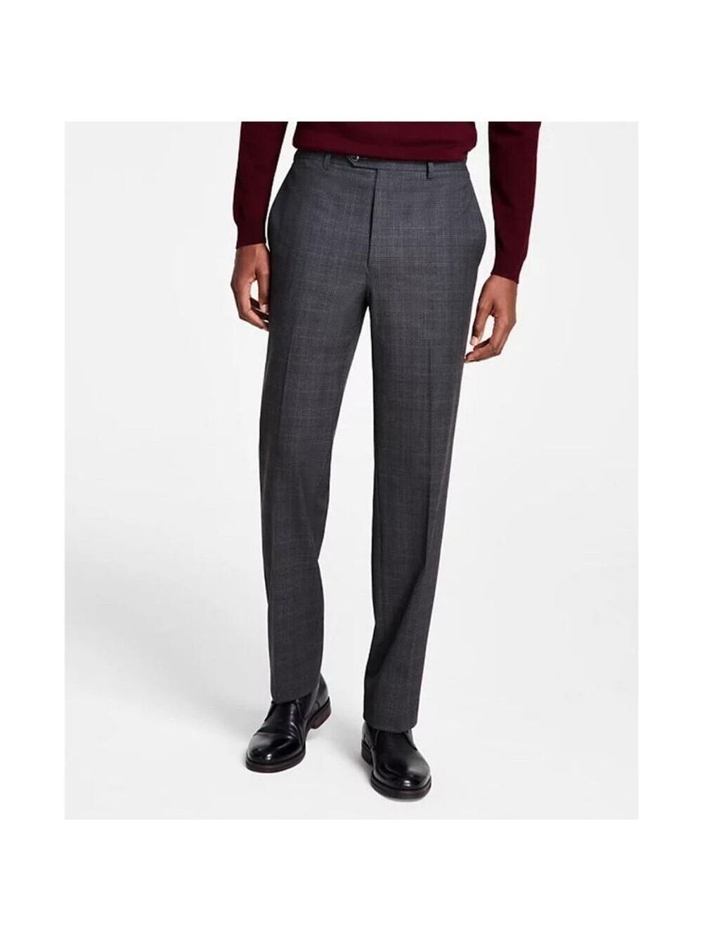 Michael Kors Marvin Men’s Classic Fit Gray and Red Plaid Dress Pants 42Wx30L